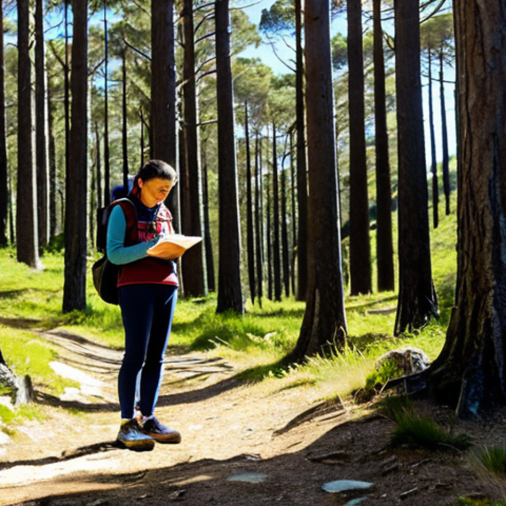 **
"A woman in comfortable hiking clothes, standing in a sun-dappled forest in Serra da Estrela, Portugal. She is journaling in a notebook, with a serene expression. Focus on the natural light and the peaceful atmosphere. Perfect anatomy, correct proportions, well-formed hands, fully clothed, modest clothing, appropriate attire, safe for work, professional photography, high quality."
**