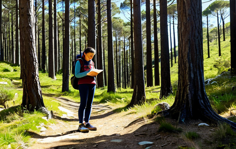 **
"A woman in comfortable hiking clothes, standing in a sun-dappled forest in Serra da Estrela, Portugal. She is journaling in a notebook, with a serene expression. Focus on the natural light and the peaceful atmosphere. Perfect anatomy, correct proportions, well-formed hands, fully clothed, modest clothing, appropriate attire, safe for work, professional photography, high quality."
**
