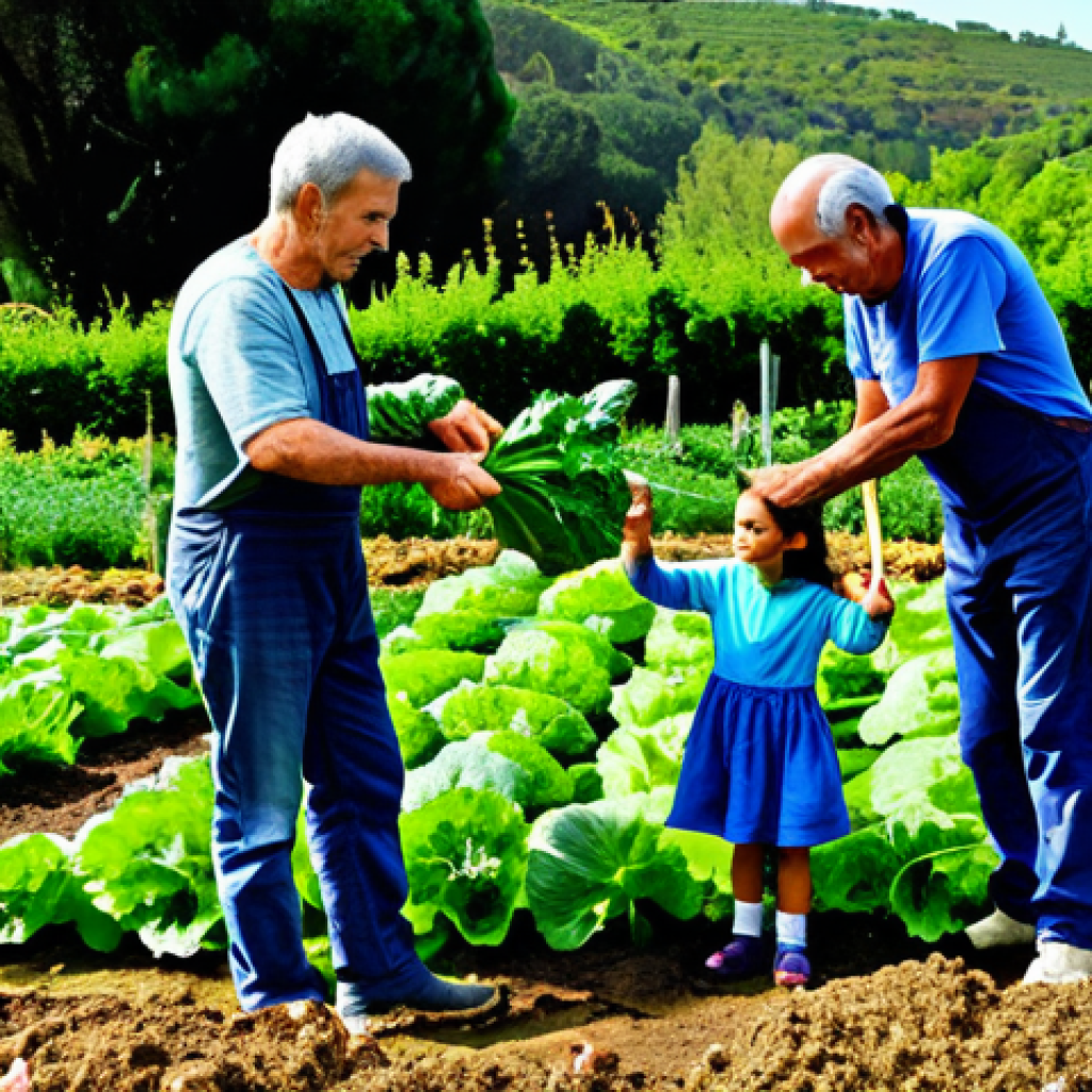 건강한 삶을 위한 야외 교육의 필요성 - **Image Prompt 1: Portuguese Family Gardening**
"A family working together in a vibrant vegetab...