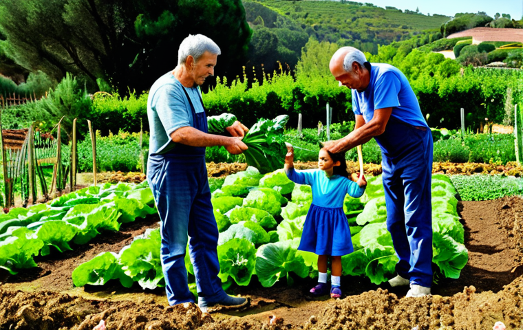 건강한 삶을 위한 야외 교육의 필요성 - **Image Prompt 1: Portuguese Family Gardening**
"A family working together in a vibrant vegetab...