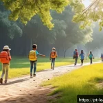 Home 18 야외 교육 프로그램의 안전 수칙 - A diverse group of children and young teenagers engaging in an outdoor educational activity in a spa...