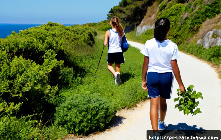 Home 17 신체 활동과 야외 교육의 상관관계 - Photorealistic outdoor education scene in a Portuguese-speaking coastal community, diverse middle-sc...